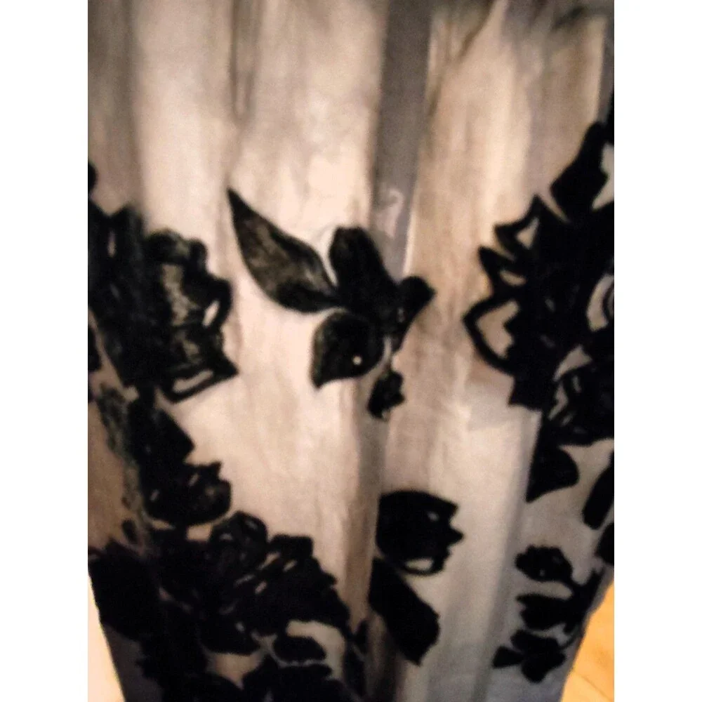 Formal Elegant Soft Surroundings Lined Black Rose Velvet Floor Length Skirt Sz S